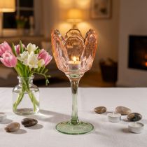 gjenstander Tulipanformet telysholder i glass, vintage-stil, romantisk hjemmedekorasjon, 20 cm