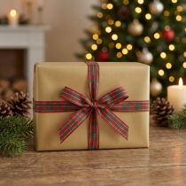 gjenstander Gavebånd Scottish Christmas Ribbon Rød Grønn 10mm 20m