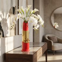 gjenstander Dekorativ vase med leppestiftdesign for kunstige blomster med lange stilker, 38 cm