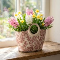 gjenstander Dekorativ blomsterpotte med håndtak, blomster, 21 cm