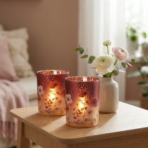 gjenstander Dekorativ glasslykt med blomsterdesign for elegante interiørdetaljer, 12,5 cm, 2 stk.