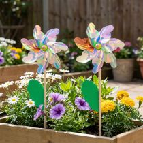 gjenstander Iriserende pinwheel blomst med blad vindmølle Ø17,5cm 2stk