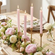 gjenstander Spisslys, ensfargede, lys rosa, rosa, 22 × 240 mm, 12 stk.