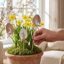 gjenstander Blomsterplugg påskepynt treegg med kanin natur 5×7cm 12 stk