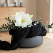 gjenstander Dekorativ ull, ullsnor, tovet ull til kreativt håndverk og blomsterdekorasjon, 2m, svart