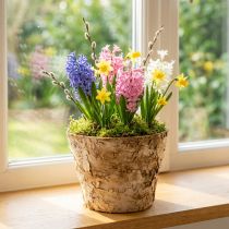 gjenstander Rund blomsterkasse, naturlig dekorasjon, bark, bjørkepotte, Ø12 cm H10 cm, 5 stk.