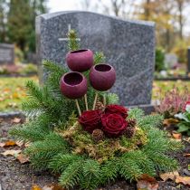 gjenstander Klokkekopp på stilk tørr dekorasjon begravelsesblomster vinrød 15 stk