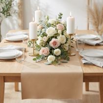 gjenstander Imitert skinn beige dekorativt stoff skinn bordløper 33cm×1,35m