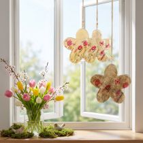 gjenstander Dekorative hengende treblomster Vår Naturrosa 16cm 3stk