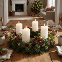 gjenstander Ensfargede kuppellys, hvite, 70x80 mm, 35 timers brennetid, sett med 4, adventskransdekorasjon