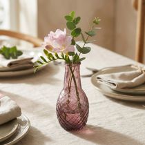 gjenstander Minivase lilla glassvase blomstervase glass diamanter Ø6cm H12cm