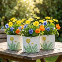 gjenstander Plantekar betong løvetann sommerdekorasjon blomsterpotte Ø12,5cm H11cm 3stk