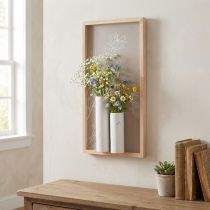 gjenstander Veggdekorasjon i tre med keramiske vaser H35cm landlig stil