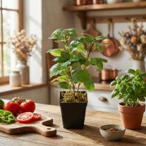 gjenstander Mynte i potte, kunstige urter, grønn plante, H24 cm