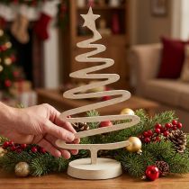 gjenstander Mini juletre metalldekorasjon leiroptikk beige H30cm