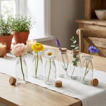 gjenstander Minivaser glassvaser med kork H13,5 cm Ø5,5 cm 6 stk