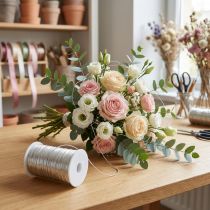 gjenstander Dekorativ emaljetråd, sølv, Ø0,50 mm, 50 m, for blomsterdekorasjon og håndverk