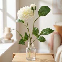 gjenstander Dahlia kunstige blomster kremgrønne 2 blomster 60cm