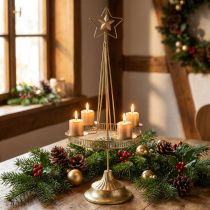 gjenstander Lysestake Pilar Candle Star Gold Ø23cm H49,5cm
