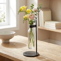 gjenstander Dekorativ vase dekorativ flaske med metallstativ svart Ø16cm
