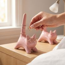 gjenstander Dekorativ kattefigur, ideell dekorasjon for soverom og bad, 14 cm, 2 deler