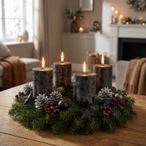 gjenstander Svarte kuppellys, gjennomfarget, rustikt, 60x80 mm, sett med 4, adventskrans, dekorasjon