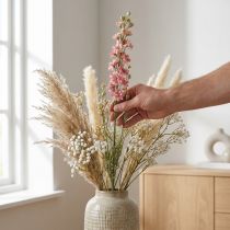 gjenstander Tørket (kunstig) Delphinium rosa ridderspore, dekorativ blomstervase 64 cm 25 g