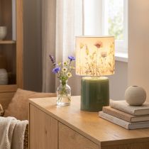 gjenstander LED-bordlampe med blomstermønster for stilig stuebelysning, 23 cm