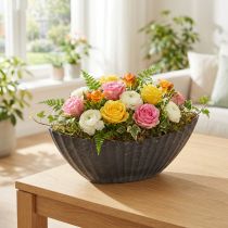gjenstander Planteskål med riller, plantebåt, antrasitt, 24 cm