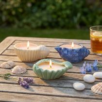 gjenstander Citronella Candle Shell Keramisk Utelys 14cm 3stk