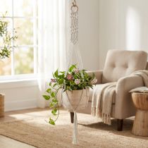 gjenstander Makrame hengende kurv boho stil plantepotte tre Ø22cm