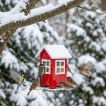 gjenstander Fuglemater Rød og hvit metall Fuglemater H19cm