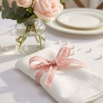 gjenstander Dekorativt bånd antikt rosa, blondebånd, blomsterhandlerutstyr, bryllup B15mm L15m