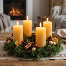 gjenstander Rustikke kuppellys, gjennomfarget gult, til adventskranser og lanterner, sett med 4, 70/140 mm