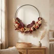 gjenstander DIY-boksring Tørkede blomsterkrans jordbær Ø30cm - Boho dekorativ ring - Design din egen