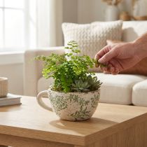 gjenstander Keramisk blomsterpotte med blomstermønster, romdekorasjon, 18 cm