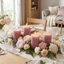 gjenstander Ensfargede kuppellys, antikk rosa, 70x100mm, sett med 4 - Romantisk dekorasjon