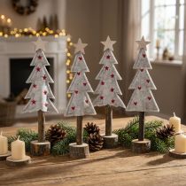 gjenstander Juletrepynt filt stjernehjerte beige rød H21cm 4 stk