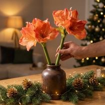 gjenstander Amaryllis dekorative blomster i oransje kunstig L55cm 2stk