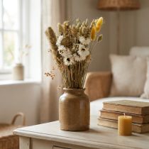 gjenstander Tørket blomsterbukett stråblomster Phalaris hvit gul 30cm