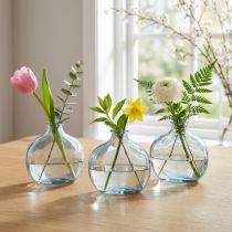 gjenstander Liten glassvase klar moderne minivase glass blå 11×6×10 cm 3 stk