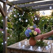 gjenstander Ball fe lys kirsebær utendørs kald hvit 60 LED 900cm