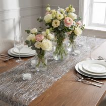gjenstander Deco fleece Sizoweb bordløper sølv 30cm 5m