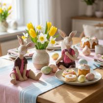 gjenstander Påskeharefigurer, søt borddekorasjon til påske og vår, 9 cm, 4 deler