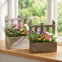 gjenstander Plantekasse Miniblomsterkasse i tre L22/25 cm Sett med 2