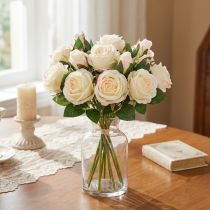 gjenstander Kunstige Roser Kunstige Blomster Bunch Cream 36cm 12stk