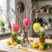 gjenstander Dekorativ oppheng påskeegg gul/rosa/rød craquelure Ø15cm 3 stk
