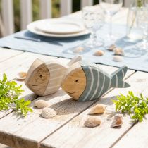 gjenstander Fiskeborddekor i tre fiskestativ tre 15×8cm 2 stk
