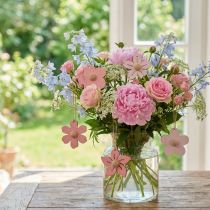 gjenstander Treblomster hengende dekorasjon tre sommerpynt rosa 4,5cm 24 stk