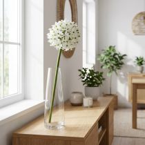 gjenstander Dekorativ blomst Allium, kunstig kule purre, prydløk hvit Ø20cm L72cm